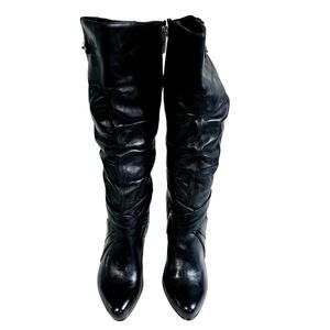 Luichiny Size 7 Colette Knee High Leather Heeled Boots Black Size Zip Sexy Tall